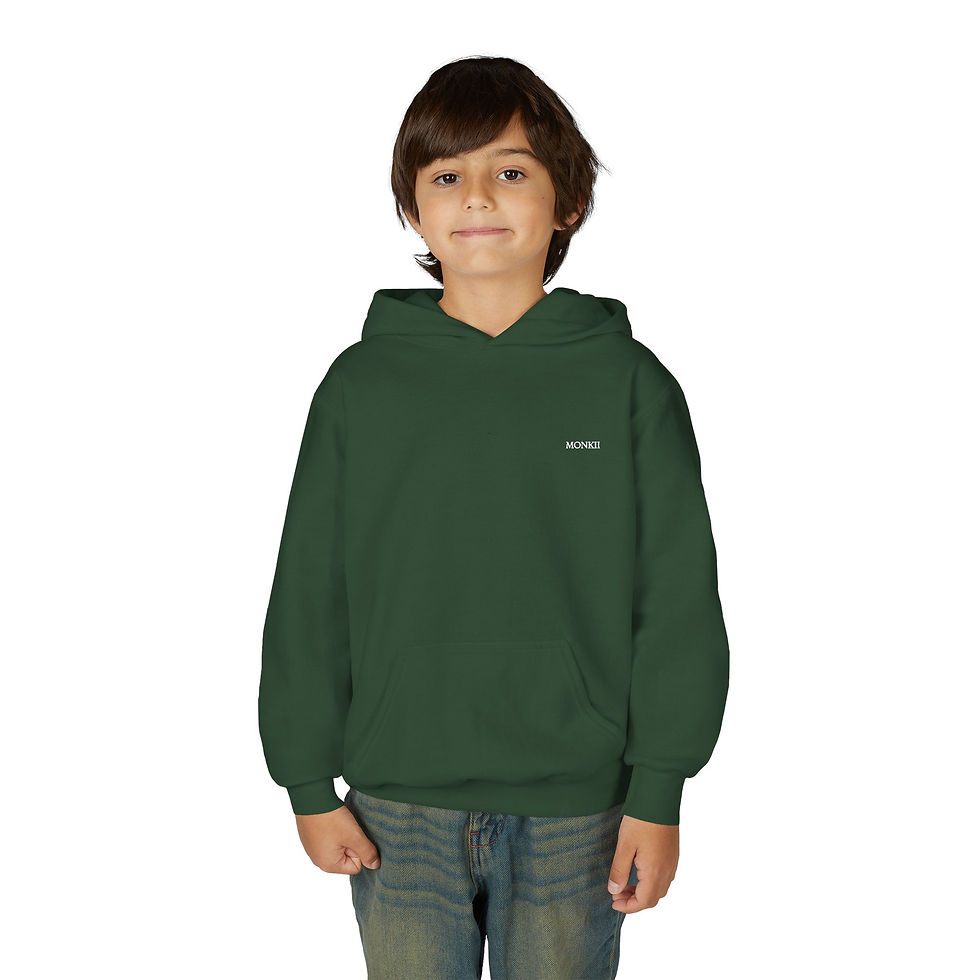 Youth Hoodie | Embroidered MONKII Sweatshirt - Clean & Elegant Fashion