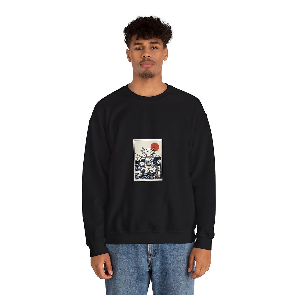Thumbnail: Zen Samurai Animal Crewneck Sweatshirt — Japanese Hokusai Wave