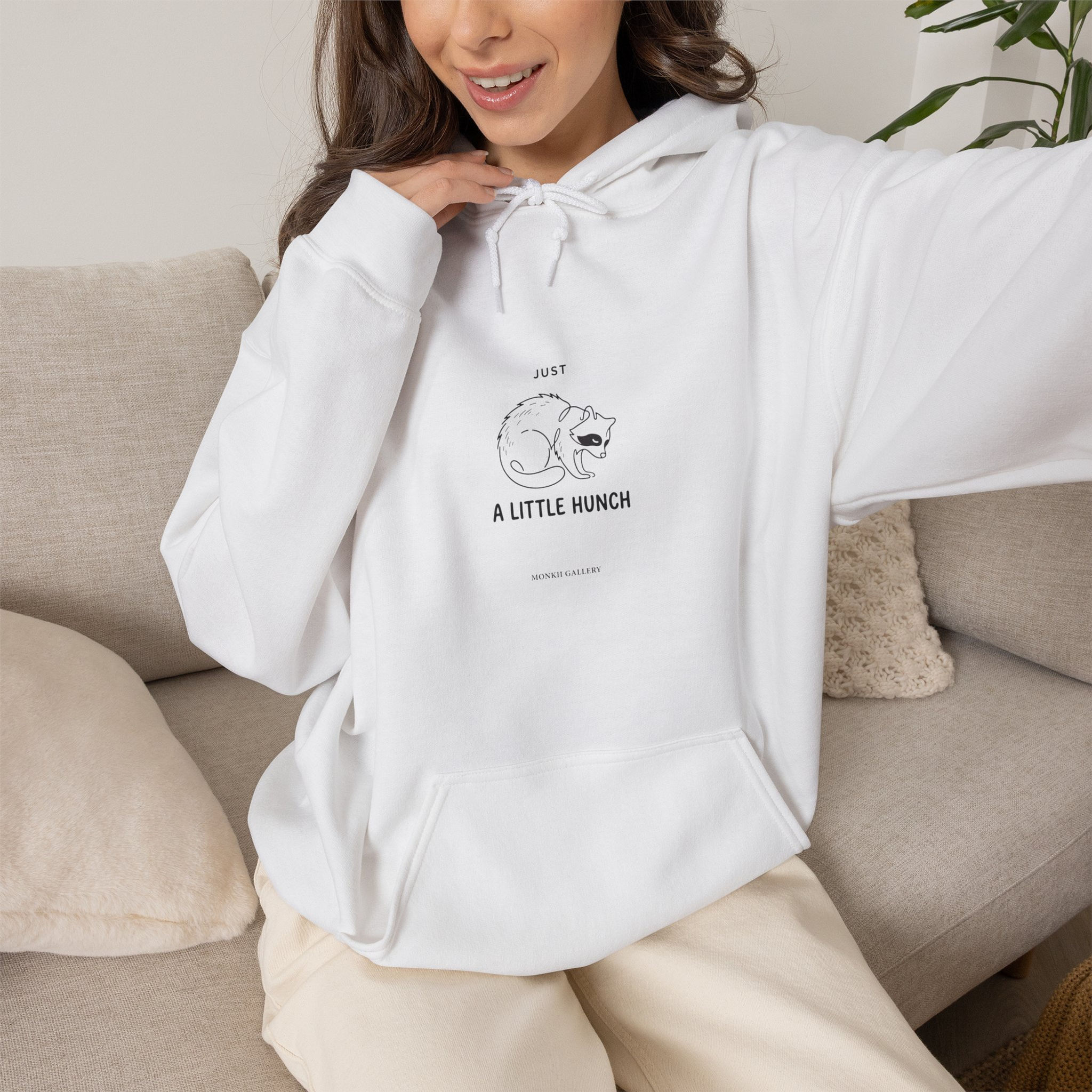 Jimothy The Viral Racoon "Just A Little Hunch" — Line Art Hoodie