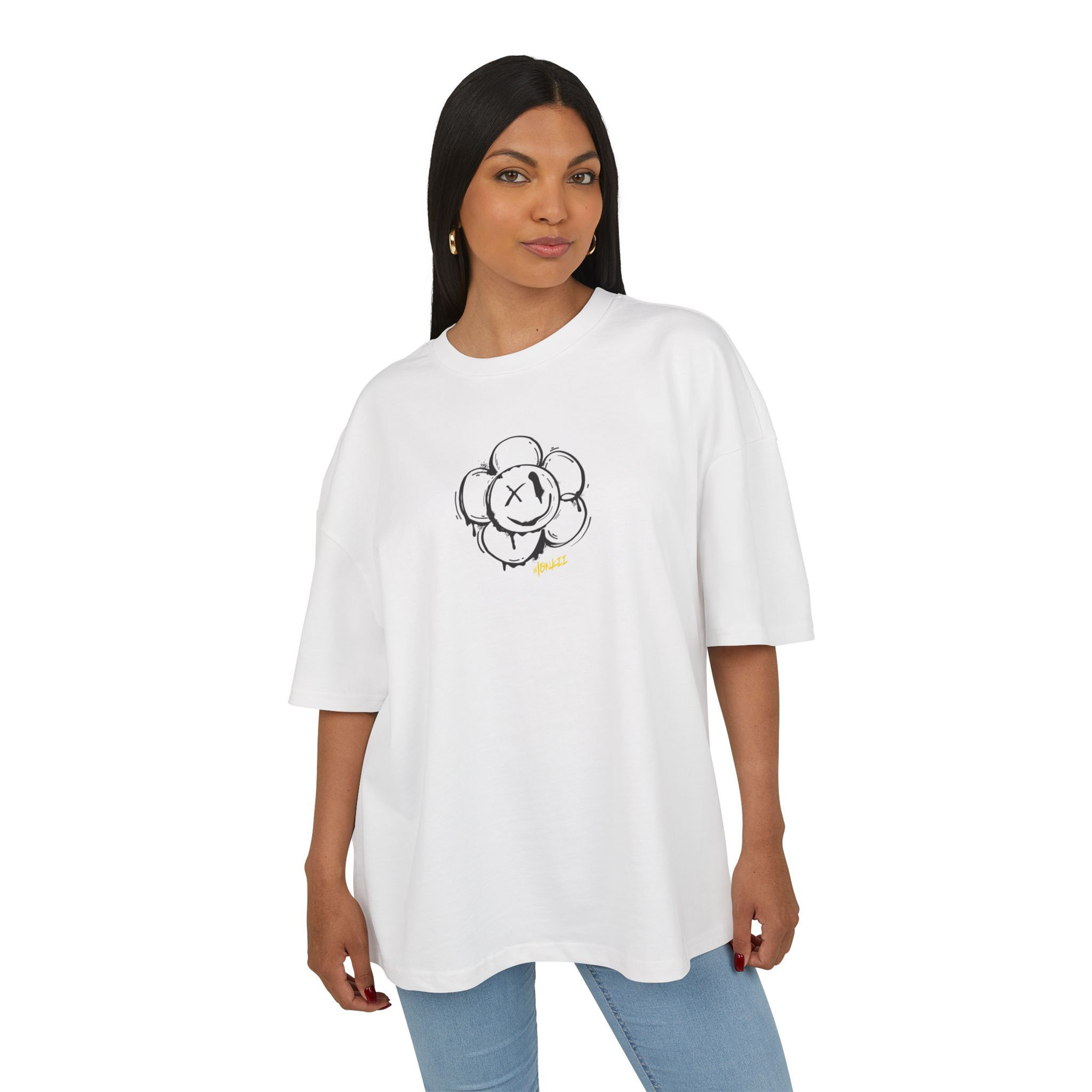 Graphic Tee — Smiling X-Eye Flower Illustration