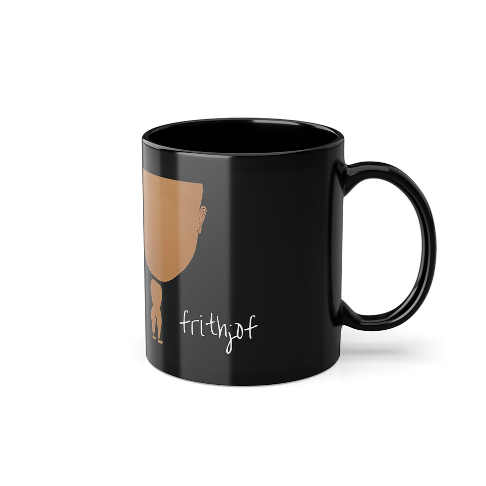 Thumbnail: Frithjof | Black Coffee Mug 11oz by MONKII – Perfect for Art & Coffee Lovers