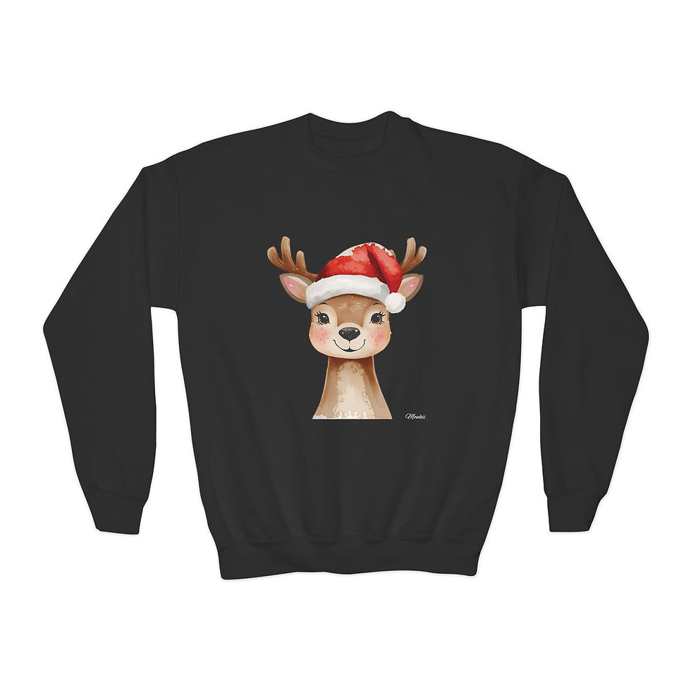 Thumbnail: Santa Reindeer Kids Christmas Sweatshirt Red/Green/Black