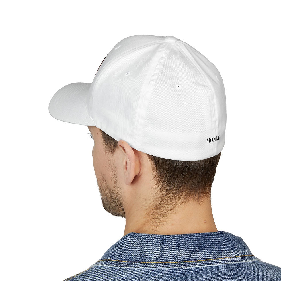Thumbnail: Baseball Cap - MONKII Embroidered White & Maroon Elegant Style