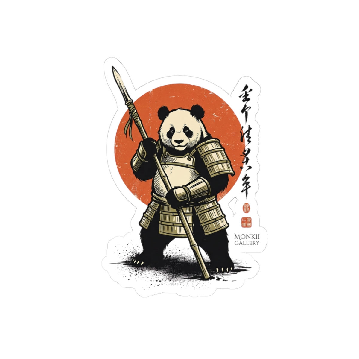Samurai Panda Sticker | Anime Style Animal, Japanese Poster Aesthetic