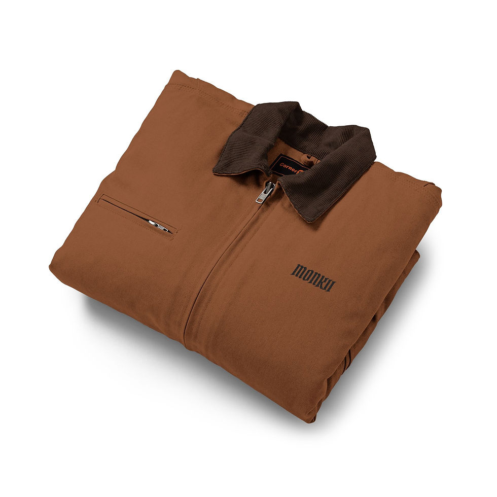 Thumbnail: Limited Edition: Duck Cloth Work Jacket — Embroidered Brown MONKII Jacket