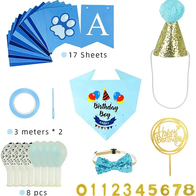 Thumbnail: Dog Birthday Bandana Set,Dog Bandanas Adjustable Shining Dog Bow Tie,Dog Birthda