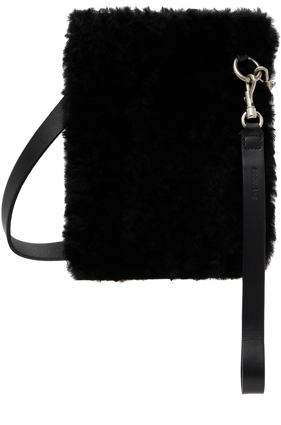 Jil Sander Leather-Trimmed Black Shearling Pouch