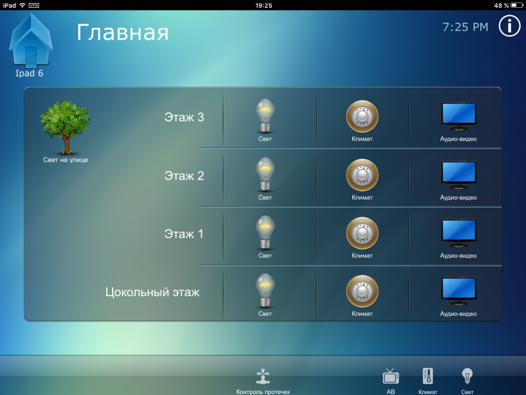 Управление с ipad, iphone
