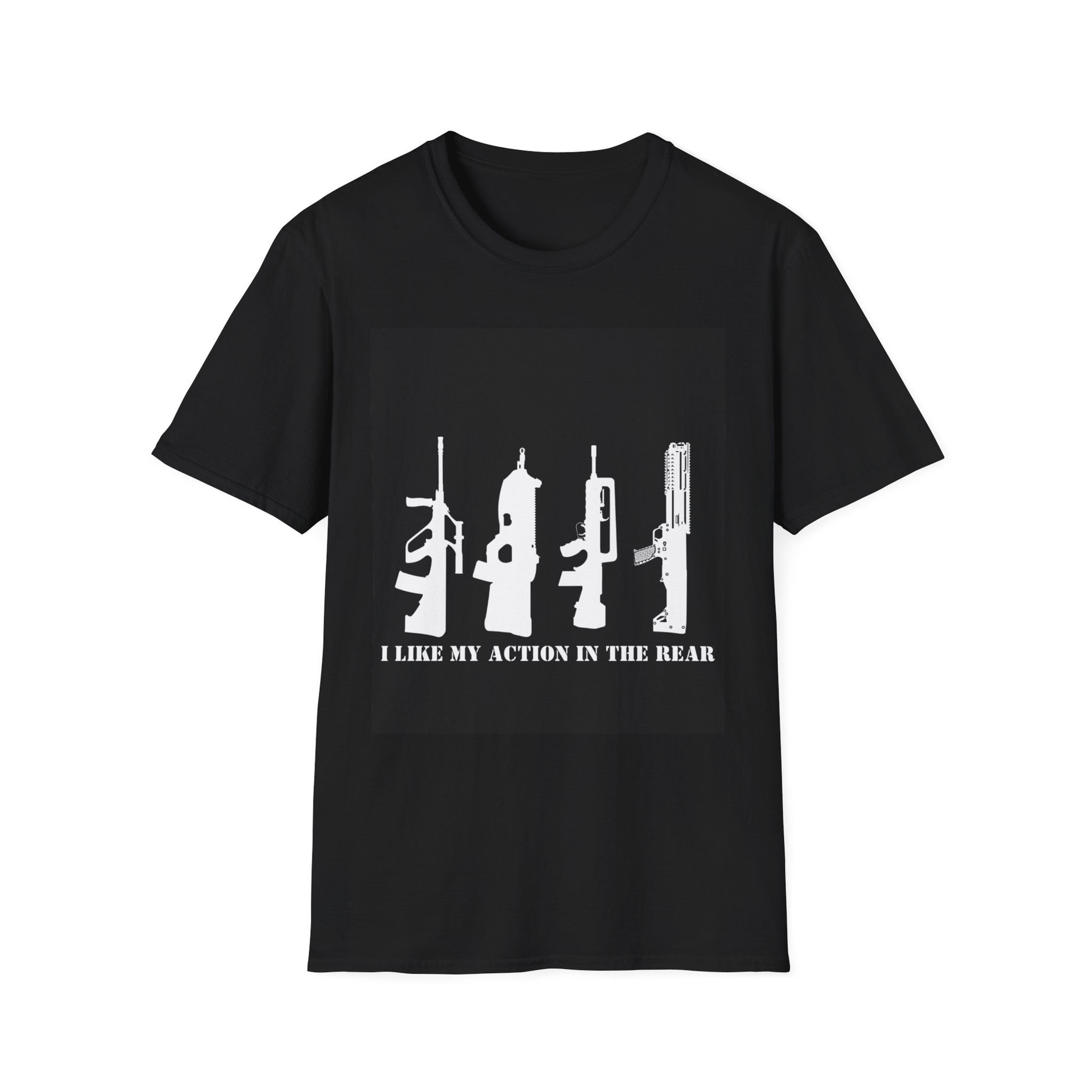 T-Shirt — 'I Take My Action in the Realm' Rifle Silhouette Graphic