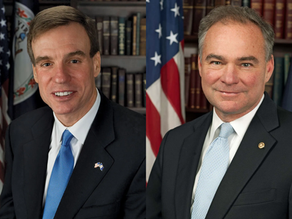 Virginia Senators Mark Warner (D) Left and Tim Kaine (D) Right