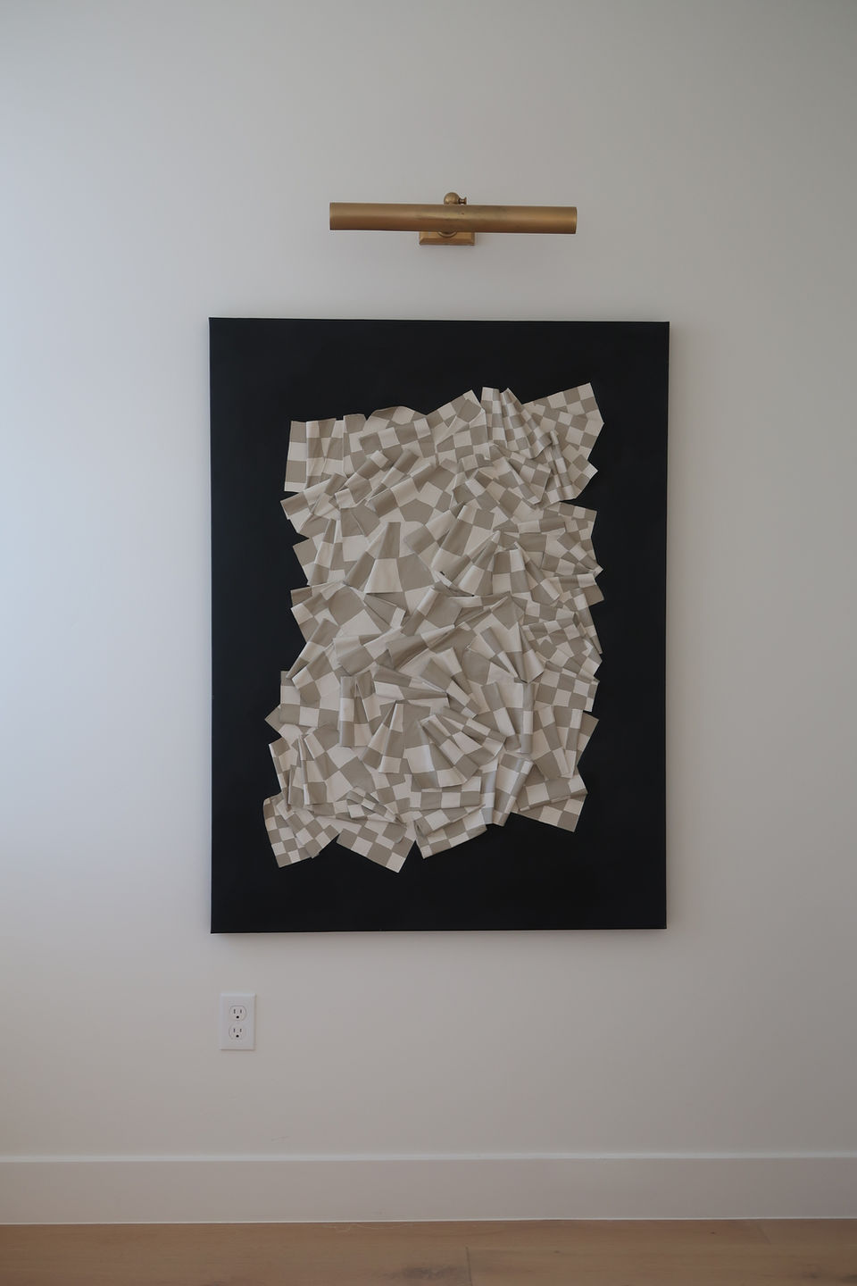 3d textured art, pattern artwork, checkered neutral art, checker pattern art piece, contemporary art gallery, art and art light, interior art