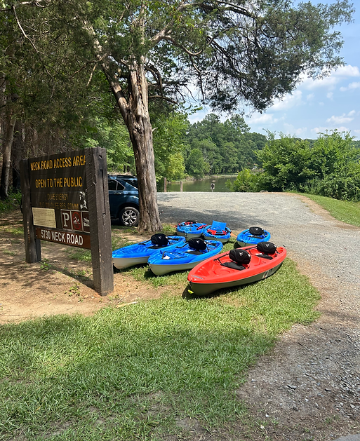 iKayakCharlotte kayaks at Neck Road Access Area on Mountain Island Lake near Charlotte, NC.