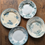 Thumbnail: 5 mismatched blue/green ironstone dinner plates