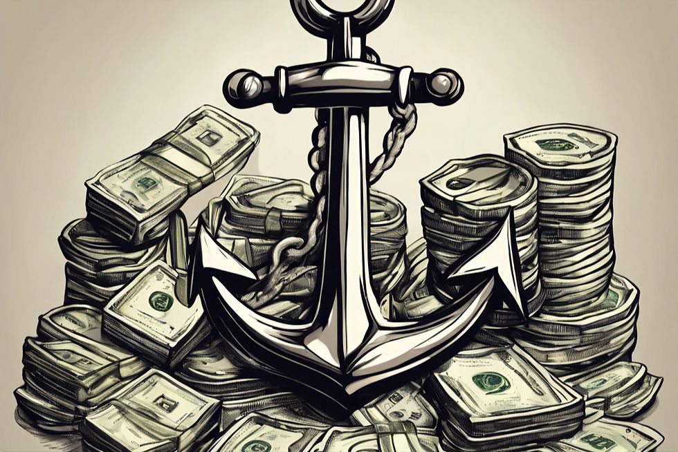 PRICE ANCHORING is a psychological pricing strategy where a seller sets a high initial price (the anchor) for a product or service before offering it at a discounted price