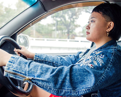 Lady driving a car