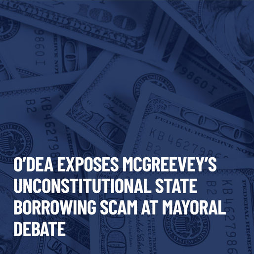 O’Dea expone la estafa inconstitucional de préstamos estatales de McGreevey en el debate de la alcaldía