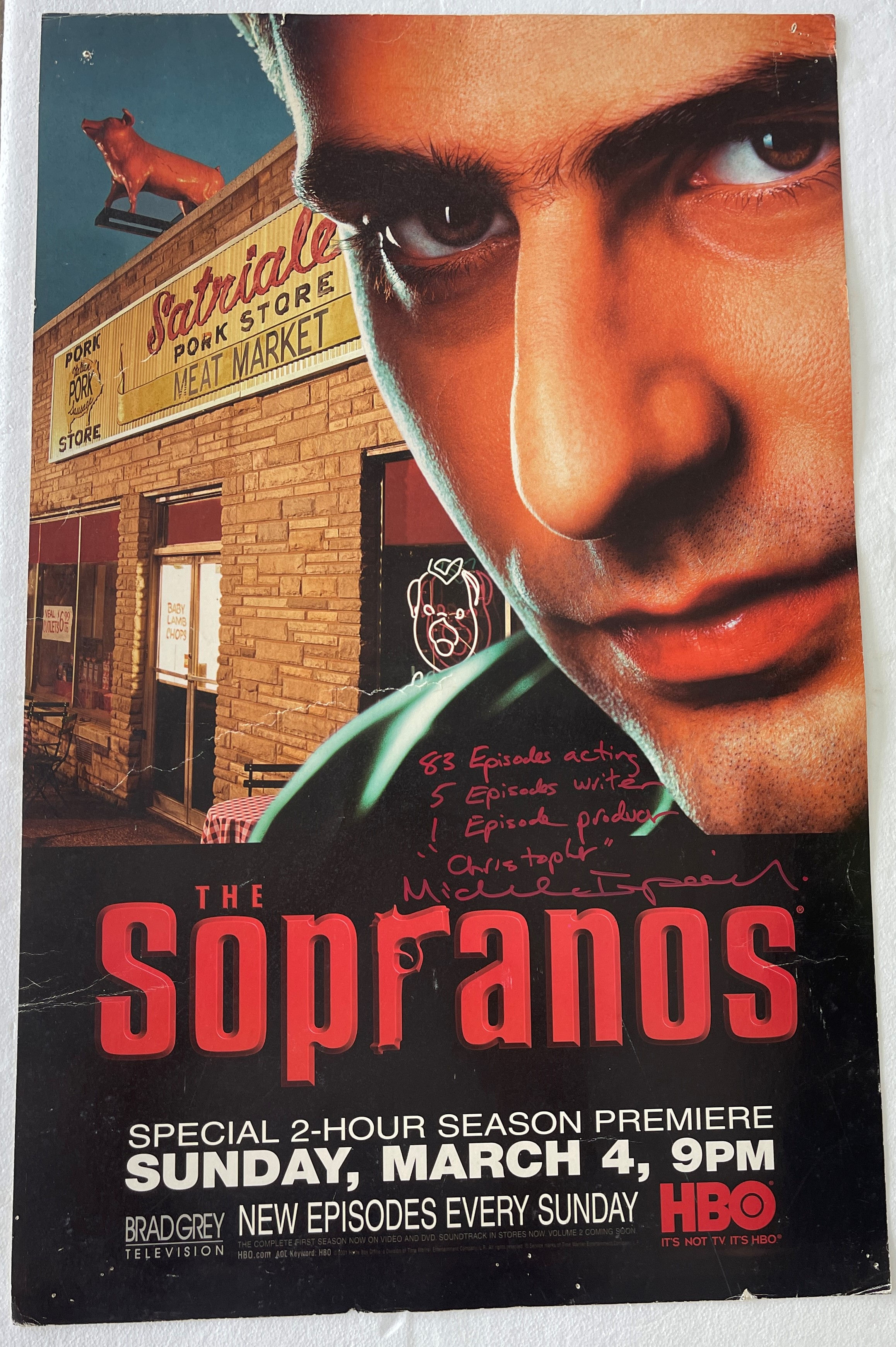 The Sopranos Christopher Subway Poster Signed Stats Inscription Rare COA