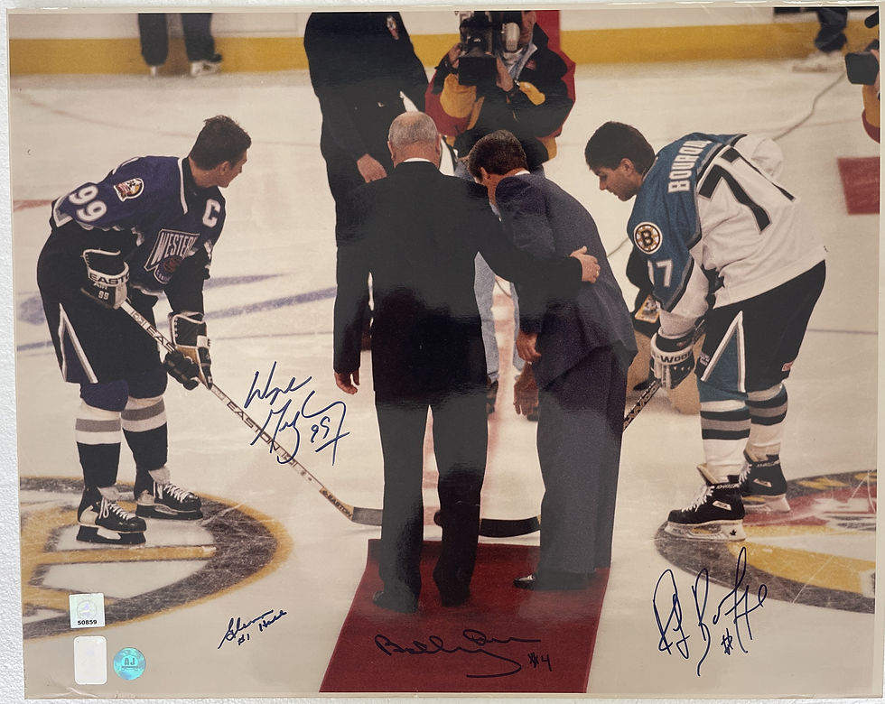 Thumbnail: Wayne Gretzky Bobby Orr Ray Bourque Glenn Hall Multi Signed 16x20 1996 All Star