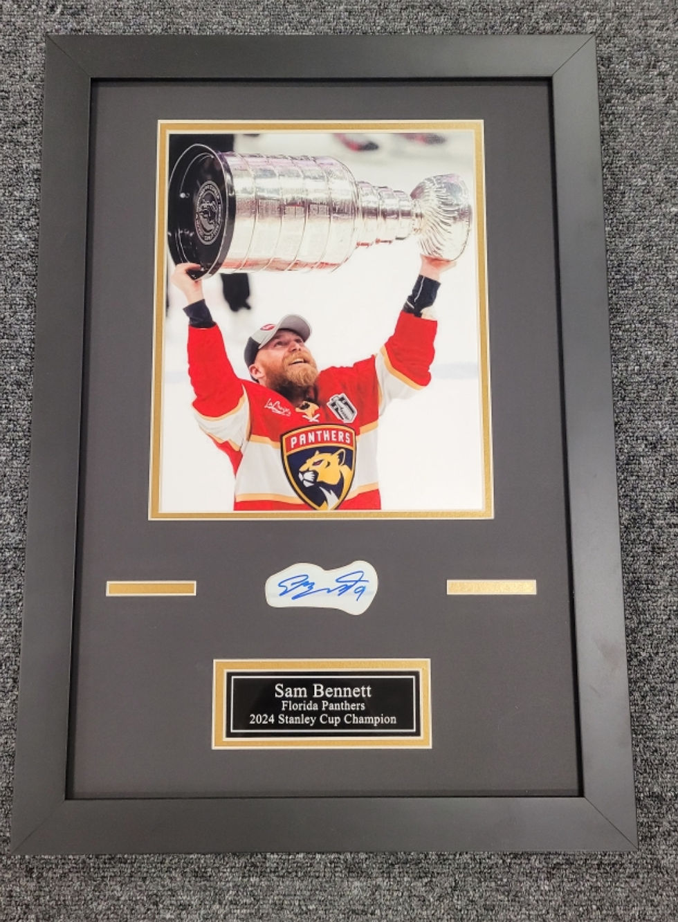 Sam Bennett Florida Panthers 8x10 Stanley Cup Photo Signed Cut Framed