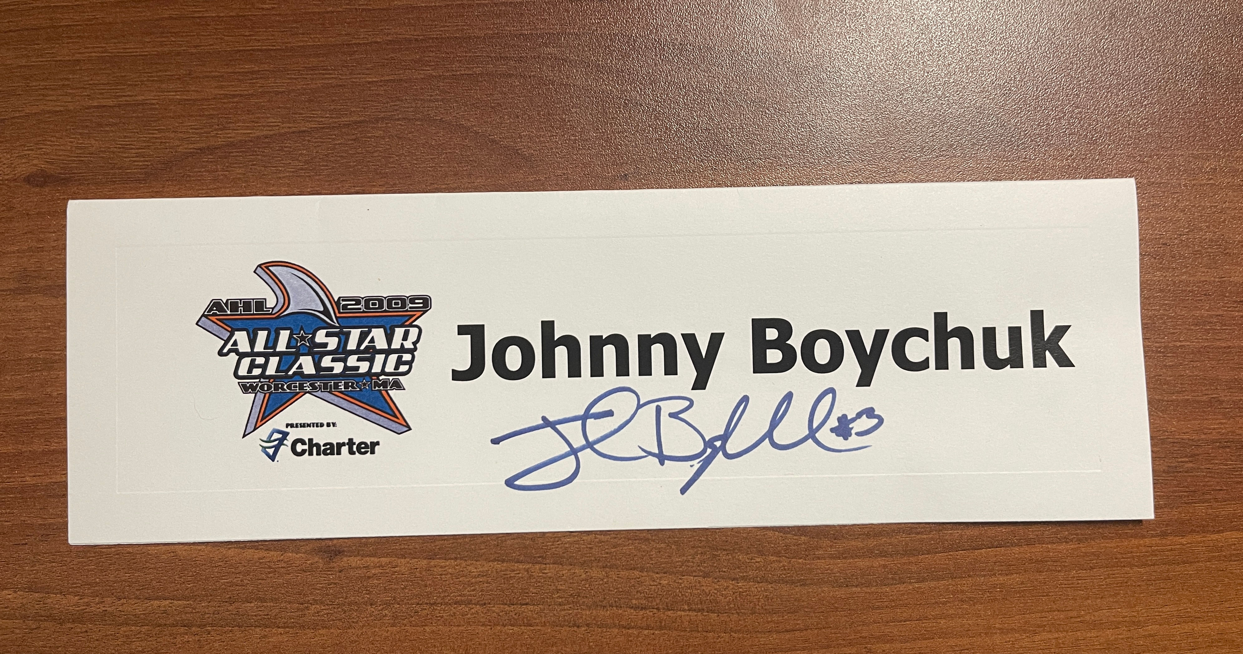 Johnny Boychuk Providence Bruins Signed AHL All Star Press Table Name Sign