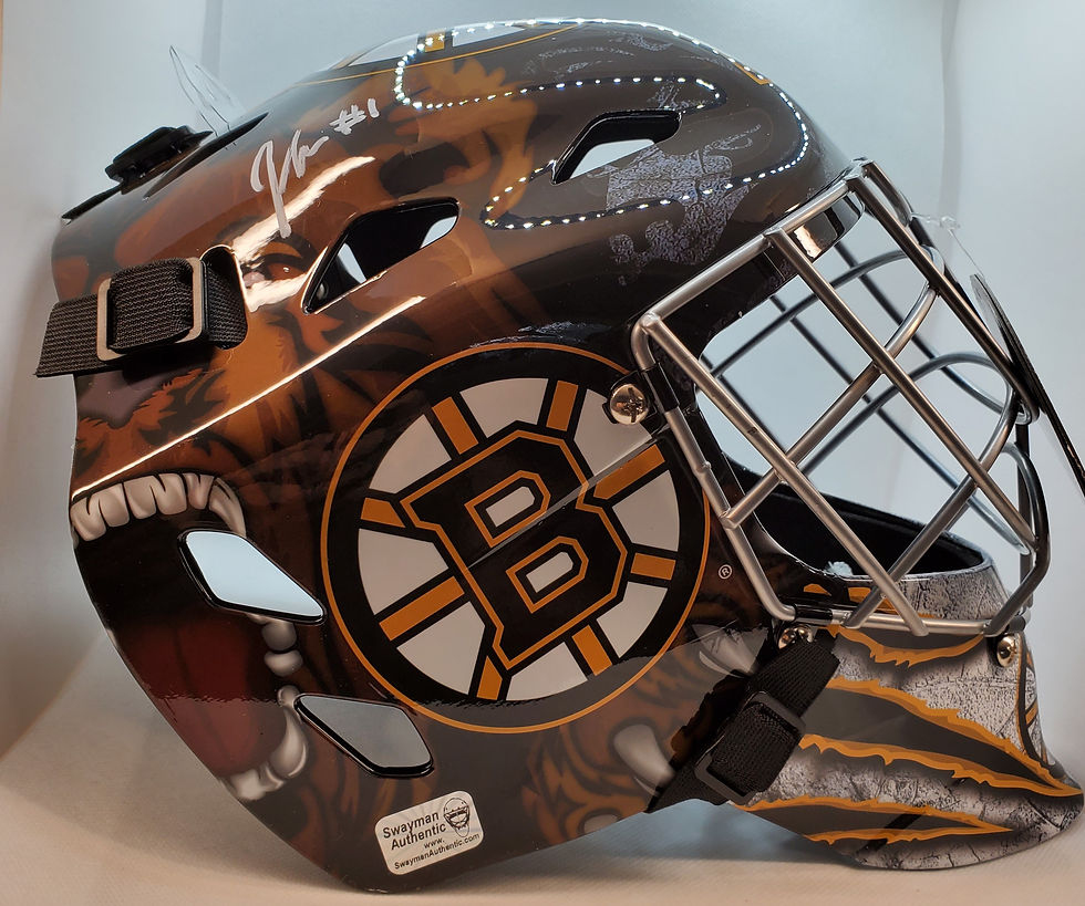 Thumbnail: Jeremy Swayman Dan Vladar Boston Bruins DUAL signed FULL SIZE Goalie Mask