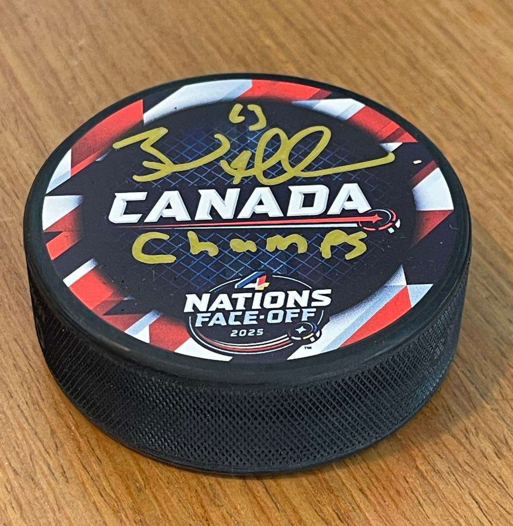Brad Marchand Team Canada Signed 4 Nations Face-Off 2025 Puck