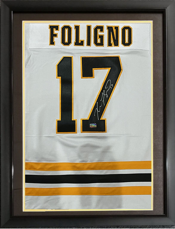 Nick Foligno Boston Bruins Signed FRAMED Away Jersey Swatch
