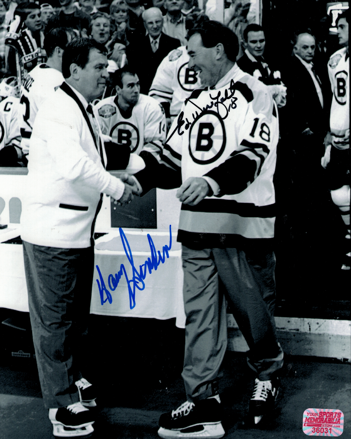 Harry Sinden Ed Westfall Dual Signed Boston Bruins 8x10 Photo COA