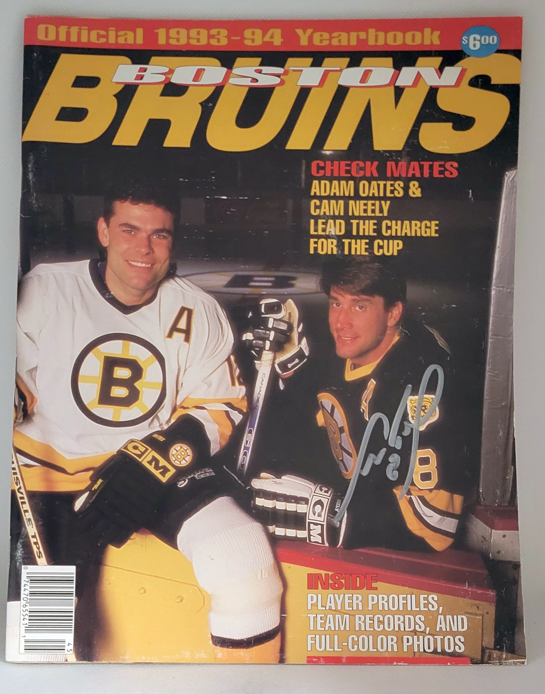 Cam Neely Signed Boston Bruins 1993-94 Official Yearbook Autograph COA
