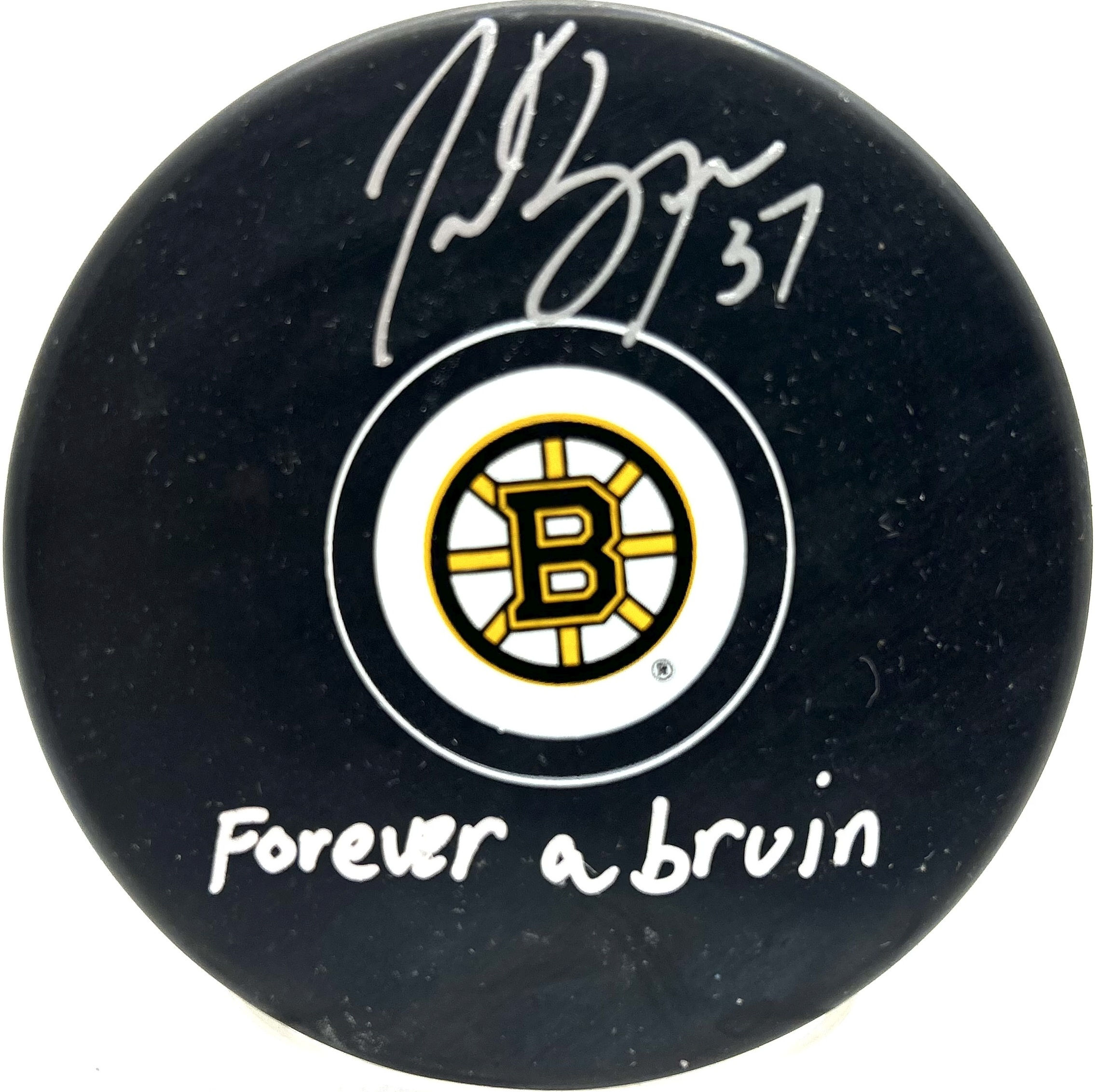 Patrice Bergeron Signed Boston Bruins Puck "Forever A Bruin" COA