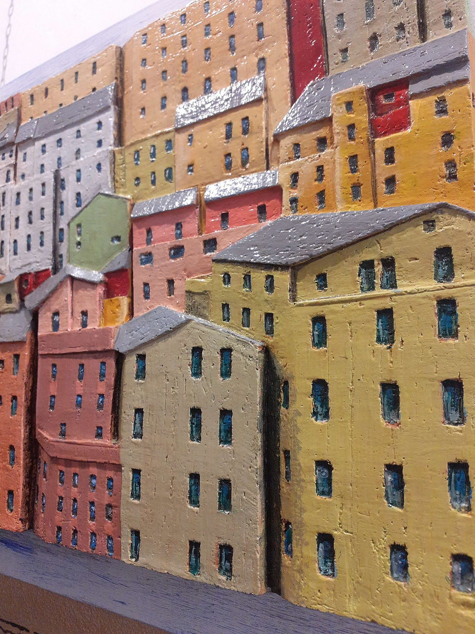 Miniatura: Genova, ceramica finitura smalti , montato su legno, 58x30 cm, montato su legno.