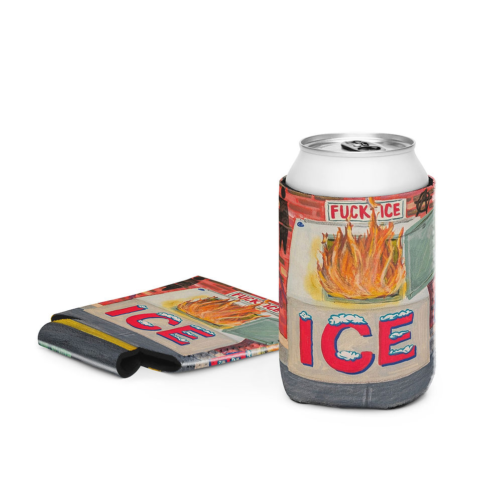 Thumbnail: Koozie with 'FUCK ICE' text and flame graphic