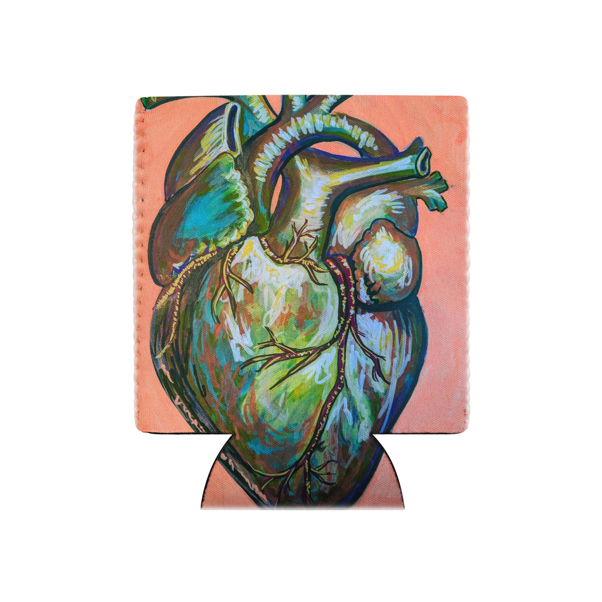 Koozie with artistic anatomical heart