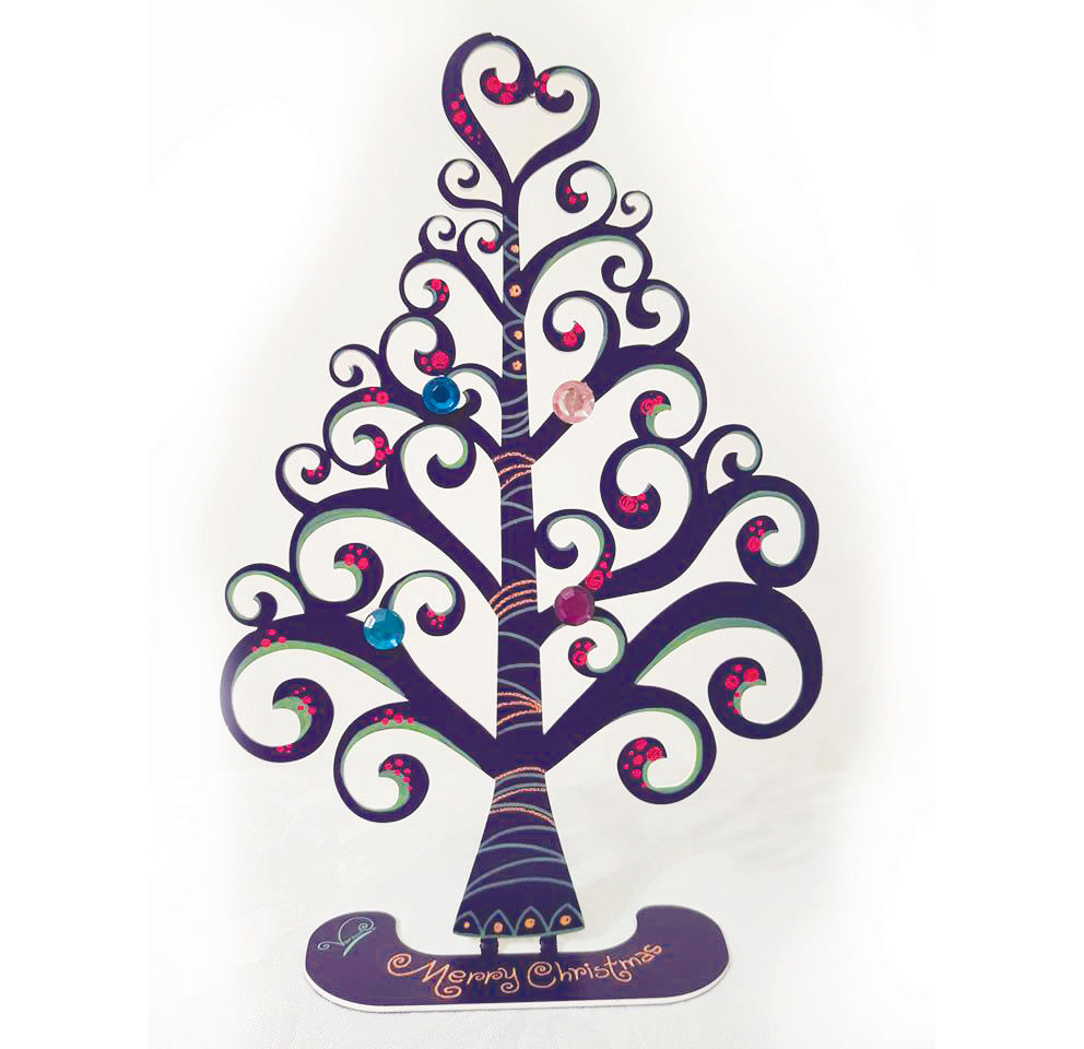 Colorful Christmas tree. Home and office decoration. purple