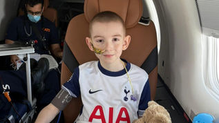 Spencer on his way to Great Ormond Street Hospital for a specialist clinical trial