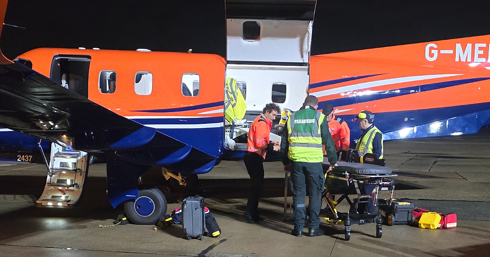 Our air ambulance was equipped like a mobile paediatric intensive care unit for Lucy's flight.