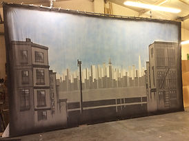 Back cloth for little shop of horrors set and prop hire