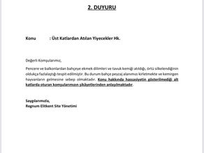 ÜST KATLARDAN ATILAN YİYECEKLER HK.