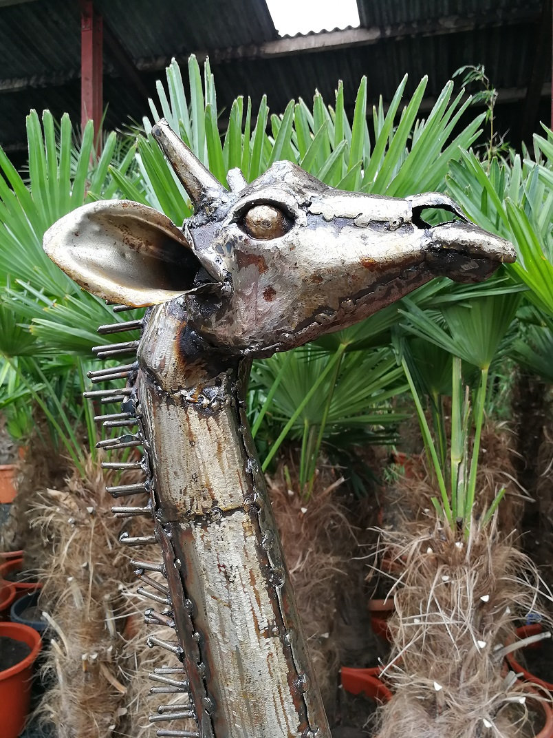 Handmade Baby Giraffe Metal Sculpture – Recycled Art Figurine From Vietnam