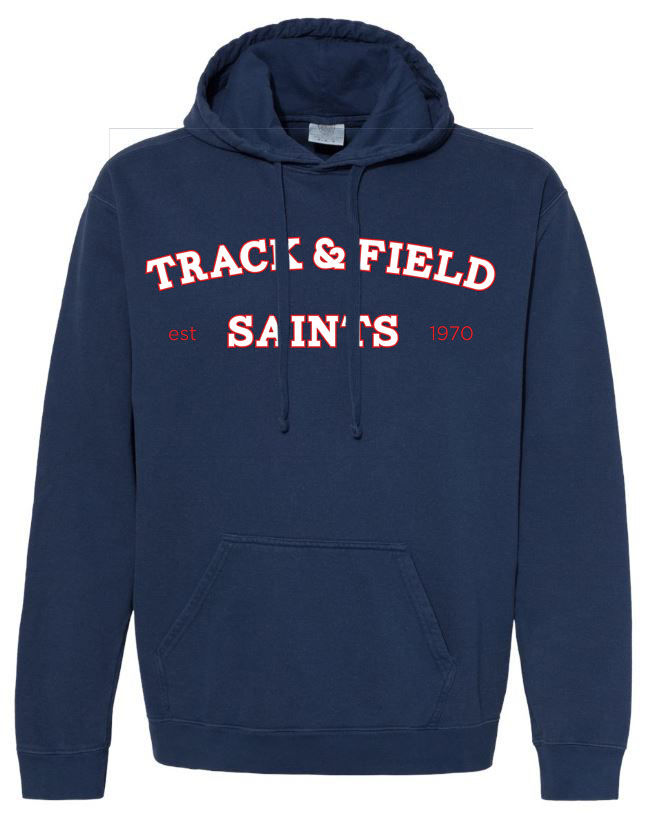 2515. Saints Track Arched - Comfort Color Hoodie - Navy