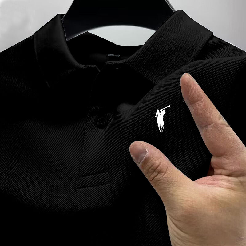 Miniatura: Camisa polo estampada de manga curta de alta qualidade, estilo novo, de marca de