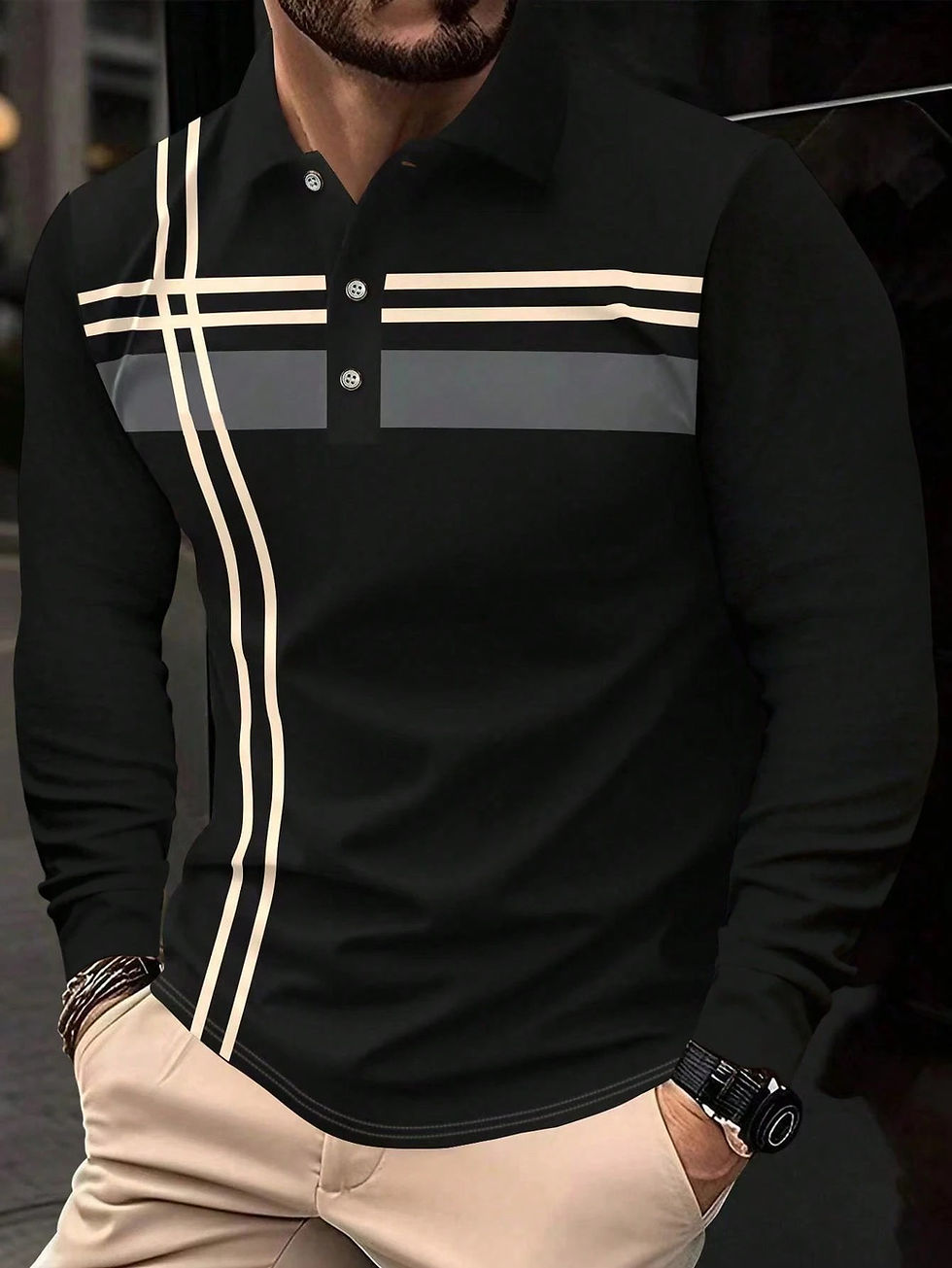 Miniatura: A nova camisa masculina POLO Primavera/Outono 2025, macia e agradável à pele, é 
