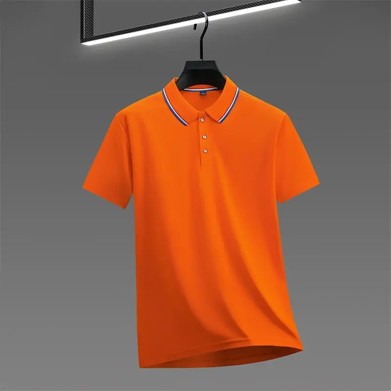 Miniatura: Camisa polo masculina casual de manga curta, cor sólida, para o verão, moderna e