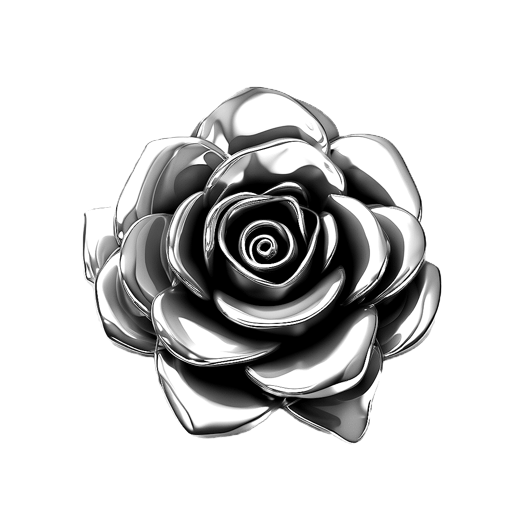 simple silver chrome rose flower.png