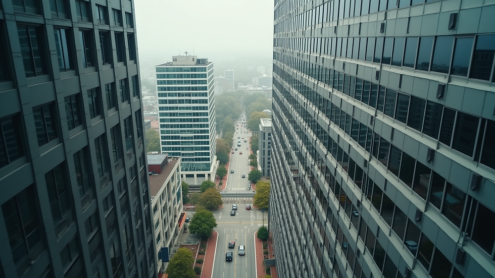 High angle view of a commercial real estate building