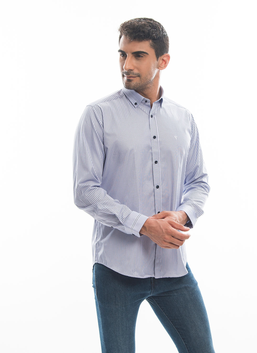 Küçük resim: Blue Striped Shirt Men