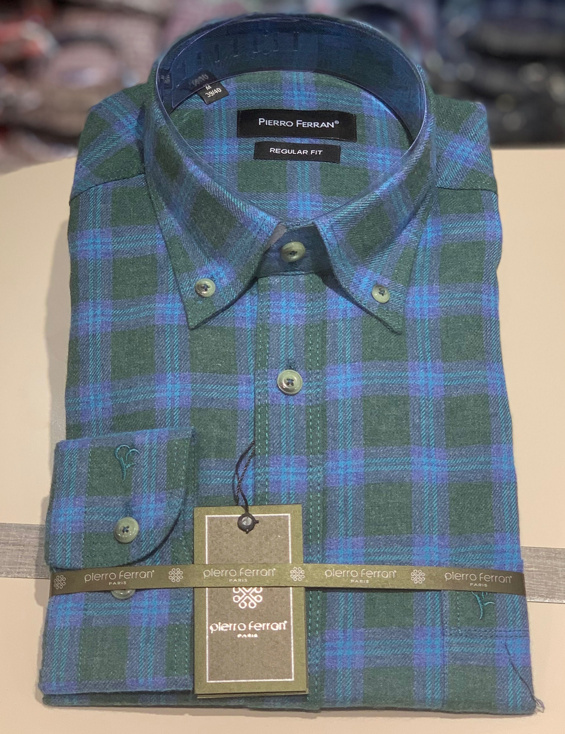 Green Blue Shirt Wool