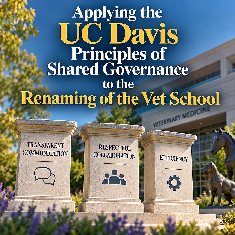 Shared Governance at UC Davis: Does the Renaming of the Vet School Meet the University's Own Principles? (#749)