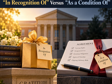 Philanthropy: “In Recognition Of” Versus “As a Condition Of” (#754)