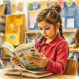 girl practicing reading